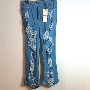Almost Famous Blue Flare Wide Leg Jeans